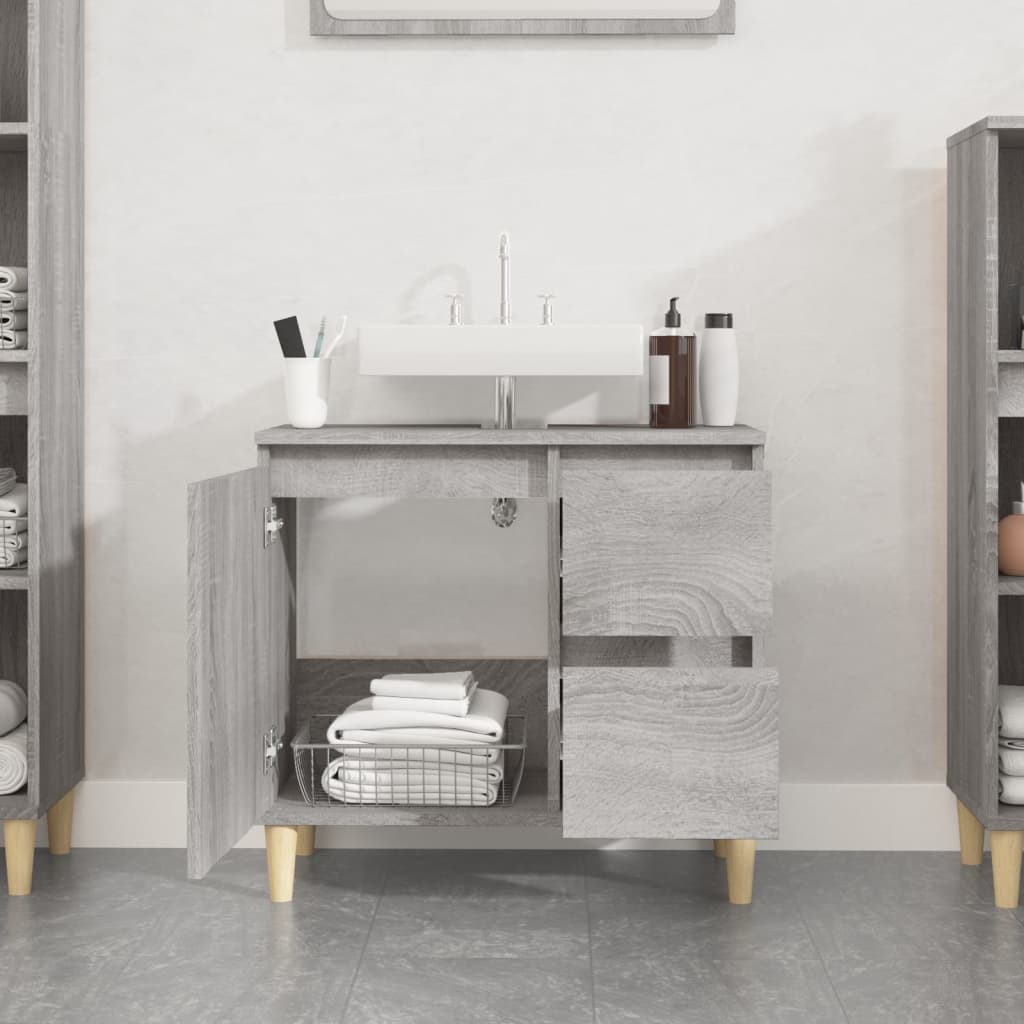 Armadietto Bagno Grigio Sonoma 65x33x60 cm in Legno Multistratocod mxl 103504