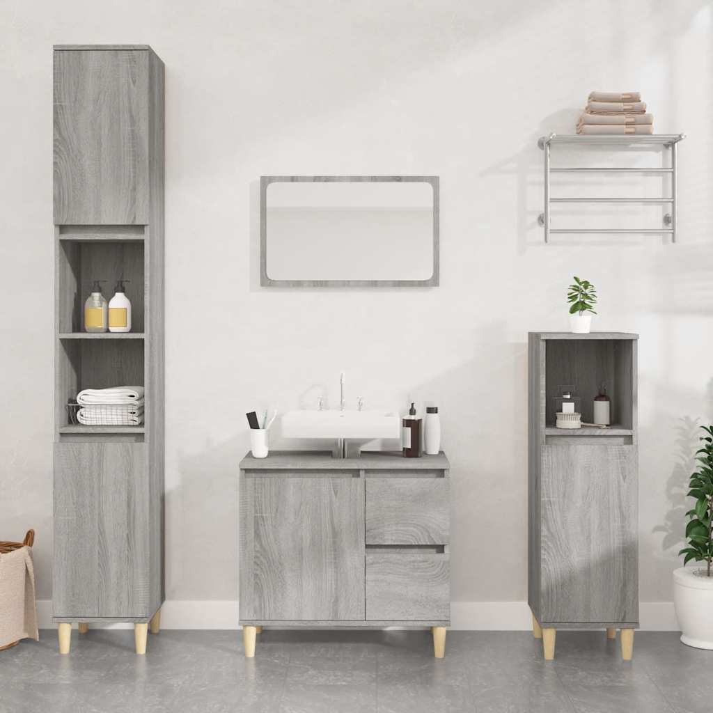 Armadietto Bagno Grigio Sonoma 65x33x60 cm in Legno Multistrato 819826