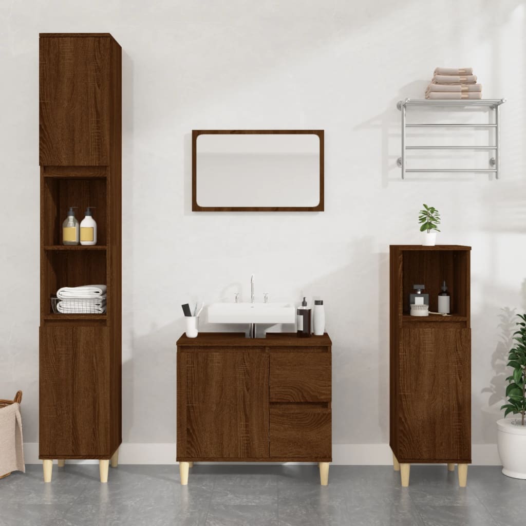 Armadietto Bagno Rovere Marrone 65x33x60cm in Legno Multistratocod mxl 79320