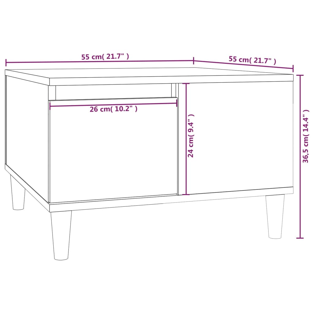 Tavolino Salotto Grigio Cemento 55x55x36,5 cm Legno Multistrato 821080