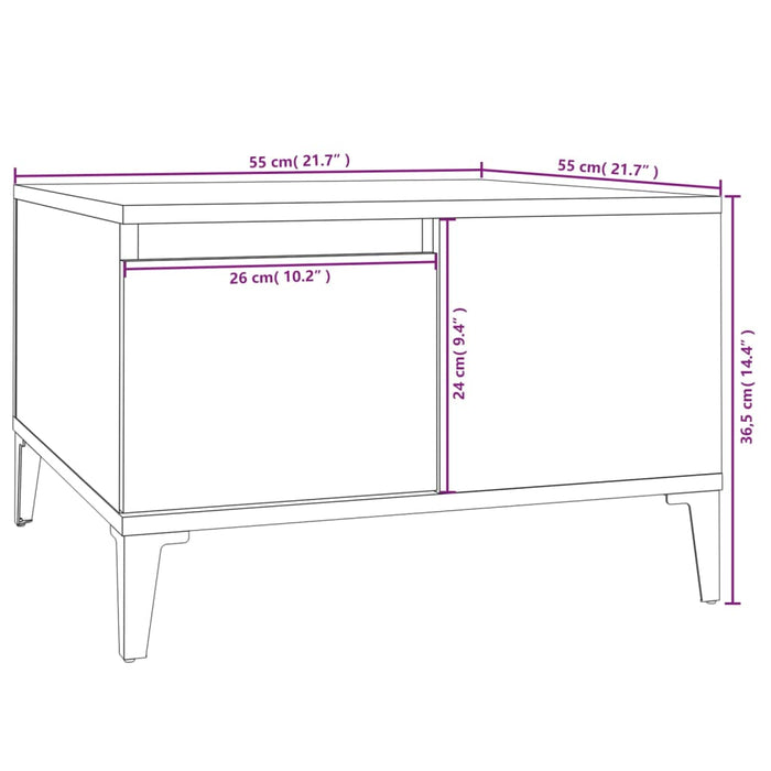 Tavolino da Salotto Bianco 55x55x36,5 cm in Legno Multistrato 821084