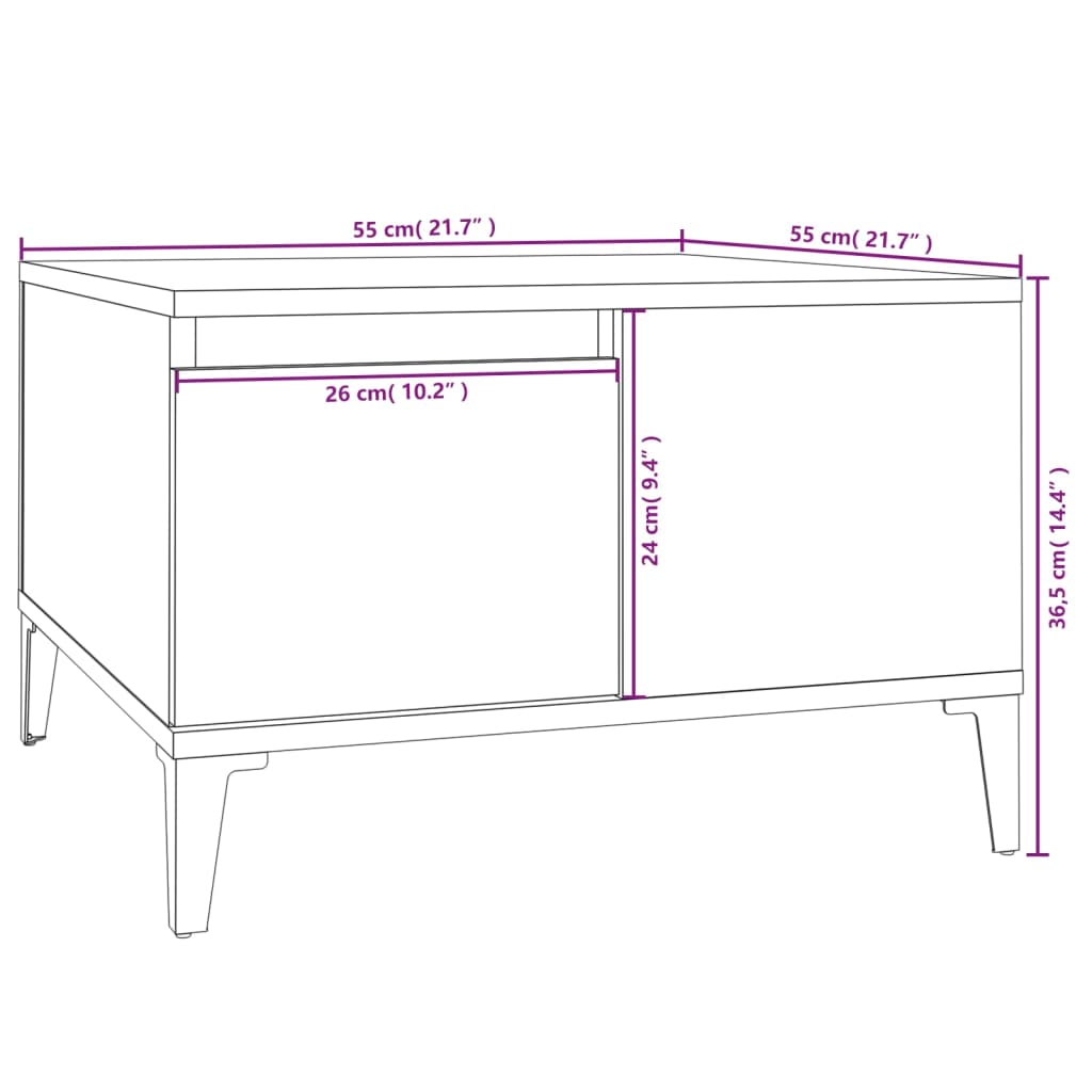 Tavolino da Salotto Nero 55x55x36,5 cm in Legno Multistrato 821085