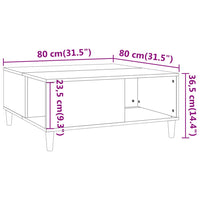 Tavolino da Salotto Bianco 80x80x36,5 cm in Legno Multistrato 821092