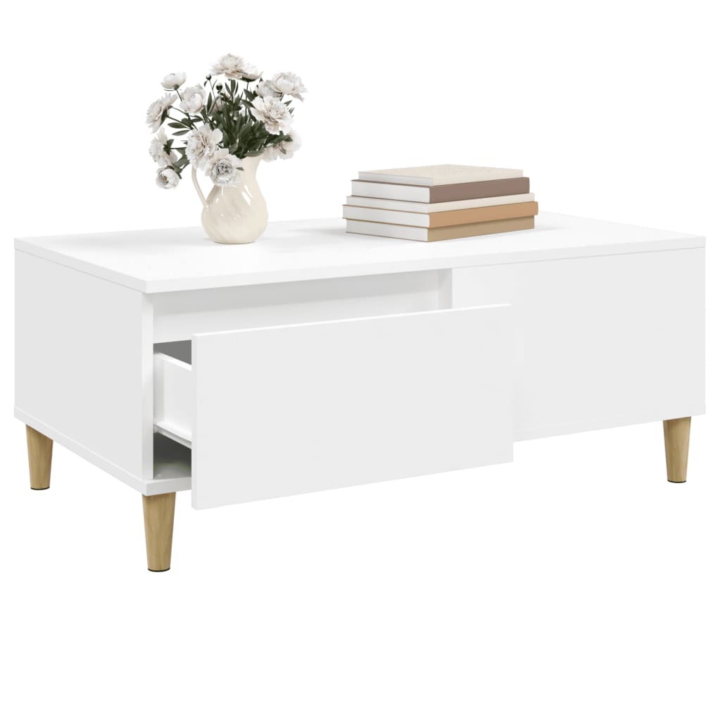 Tavolino da Salotto Bianco 90x50x36,5 cm in Legno Multistrato 821108