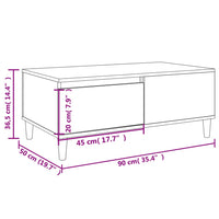 Tavolino da Salotto Bianco 90x50x36,5 cm in Legno Multistrato 821108