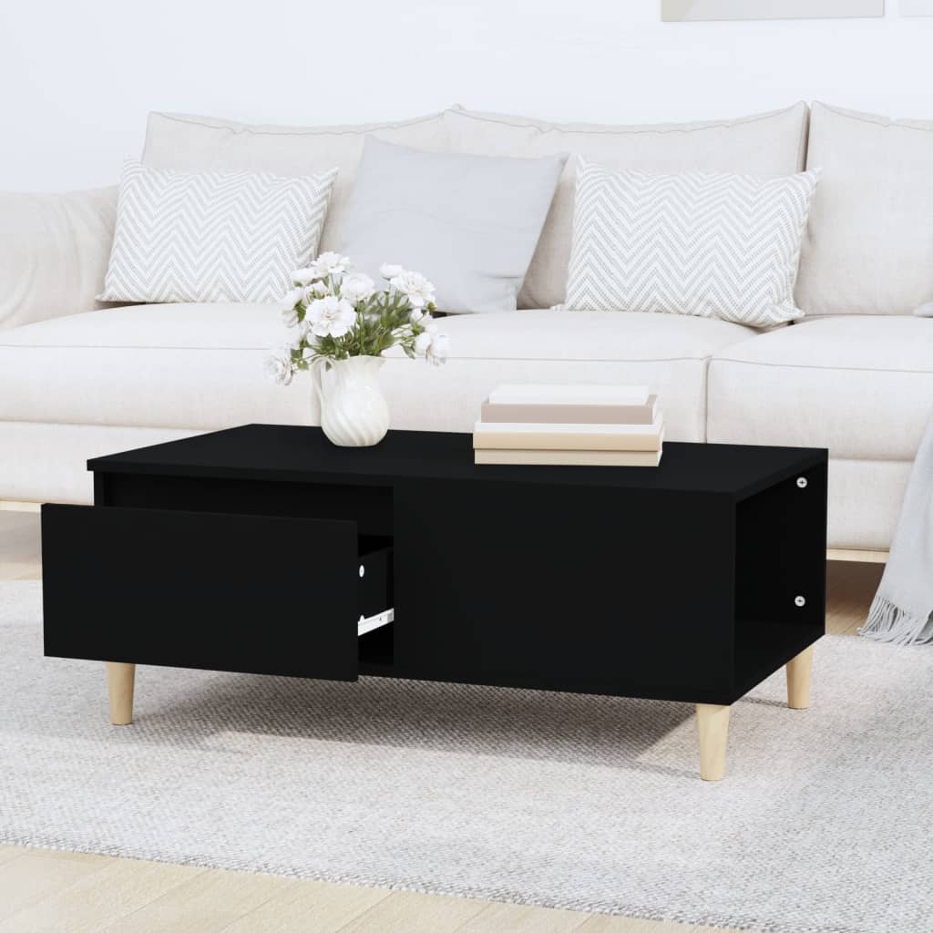 Tavolino da Salotto Nero 90x50x36,5 cm in Legno Multistrato 821109