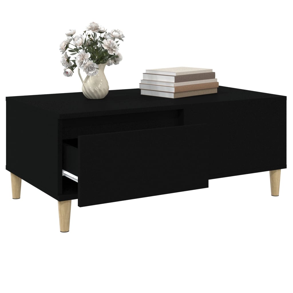 Tavolino da Salotto Nero 90x50x36,5 cm in Legno Multistrato 821109