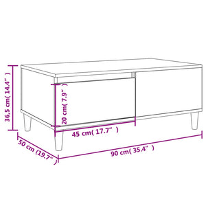 Tavolino Salotto Grigio Sonoma 90x50x36,5 cm Legno Multistrato 821114