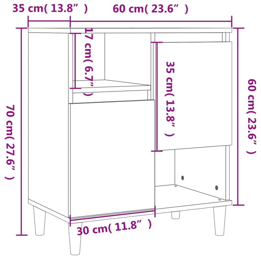 Credenza Nero 60x35x70 cm in Legno Multistrato 821141