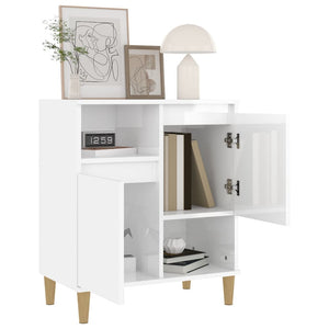 Credenza Bianco Lucido 60x35x70 cm in Legno Multistrato 821142