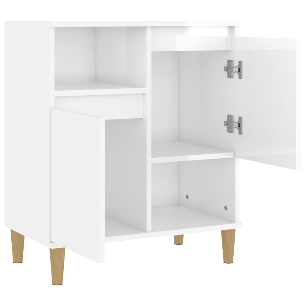 Credenza Bianco Lucido 60x35x70 cm in Legno Multistrato 821142