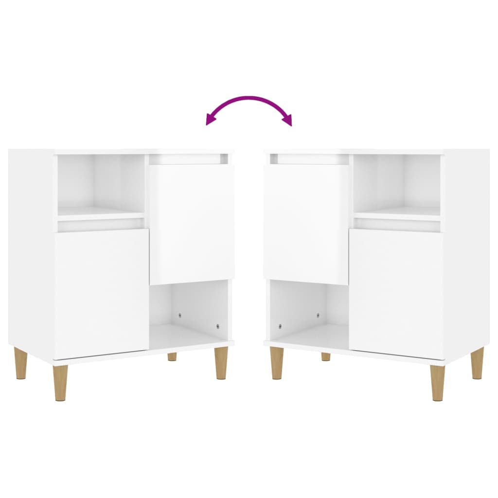 Credenza Bianco Lucido 60x35x70 cm in Legno Multistrato 821142