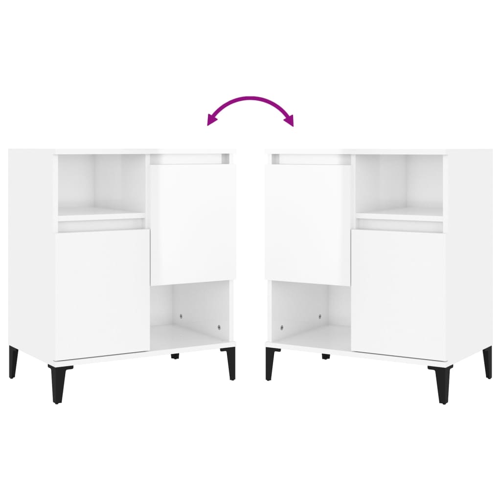 Credenza Bianco Lucido 60x35x70 cm in Legno Multistrato 821150