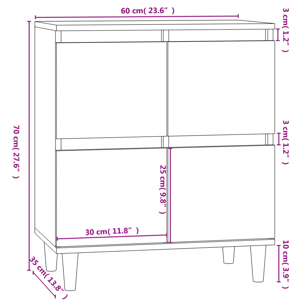 Credenza Rovere Fumo 60x35x70 cm in Legno Multistrato 821161