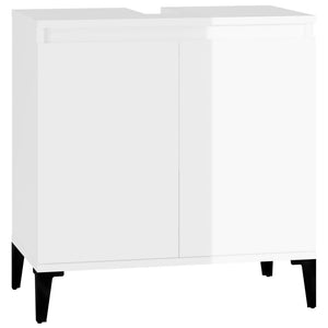 Mobile Lavabo Bianco Lucido 58x33x60 cm in Legno Multistrato 821262