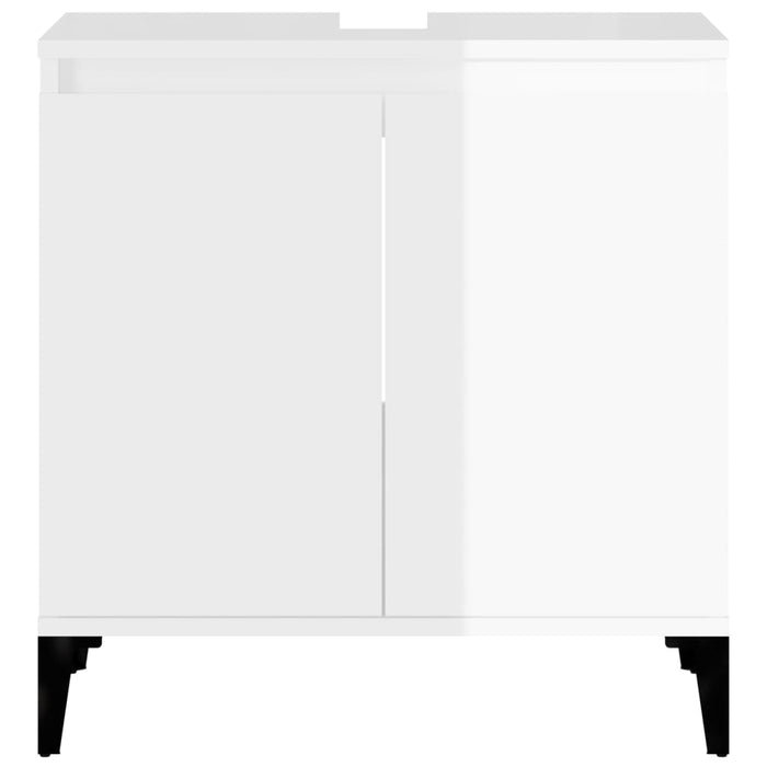 Mobile Lavabo Bianco Lucido 58x33x60 cm in Legno Multistrato 821262