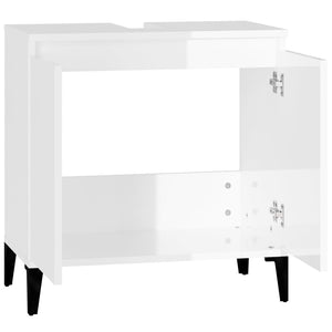 Mobile Lavabo Bianco Lucido 58x33x60 cm in Legno Multistrato 821262