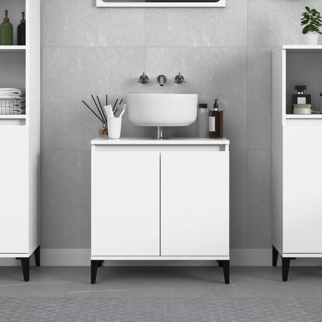 Mobile Lavabo Bianco Lucido 58x33x60 cm in Legno Multistrato 821262