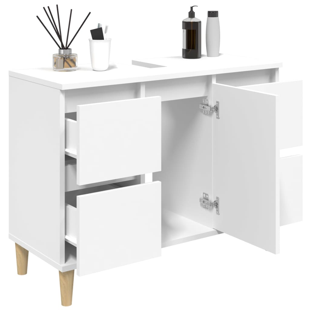 Mobile Lavabo Bianco 80x33x60 cm in Legno Multistrato 821268