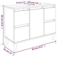 Mobile Lavabo Bianco 80x33x60 cm in Legno Multistrato 821268