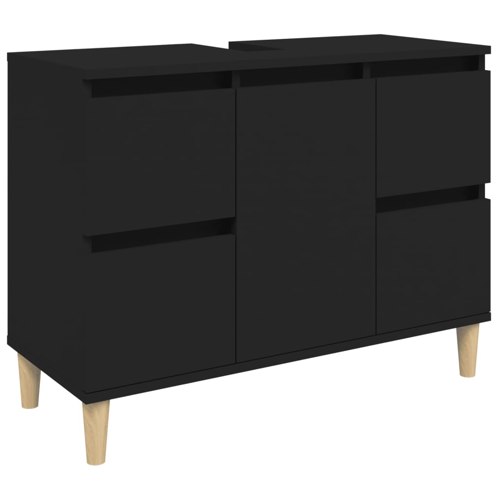 Mobile Lavabo Nero 80x33x60 cm in Legno Multistrato 821269