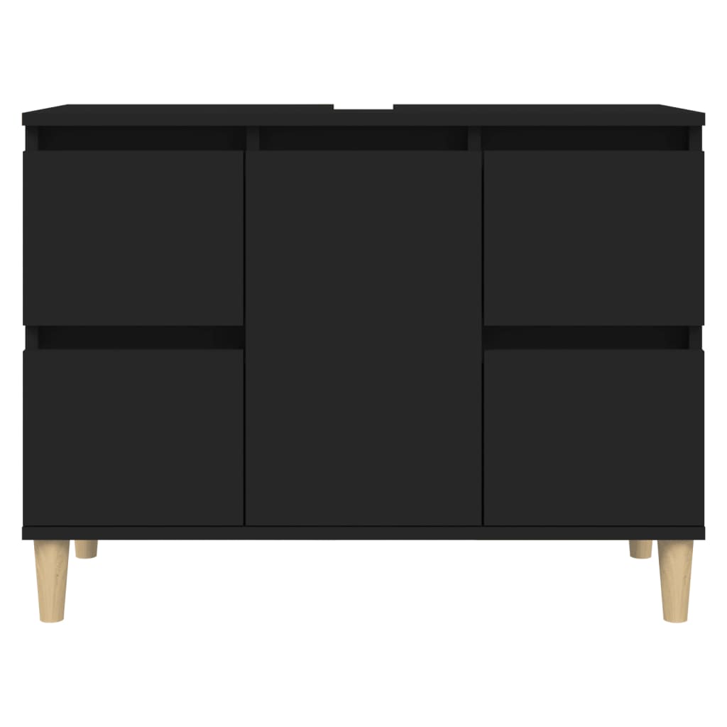 Mobile Lavabo Nero 80x33x60 cm in Legno Multistrato 821269