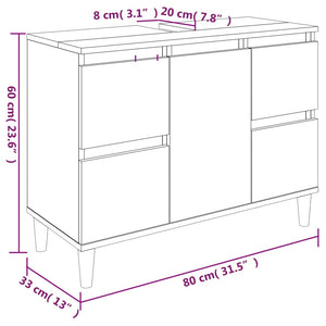 Mobile Lavabo Rovere Fumo 80x33x60 cm in Legno Multistrato 821273