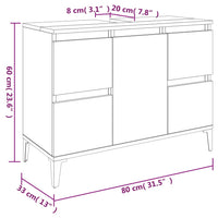 Mobile Lavabo Nero 80x33x60 cm in Legno Multistrato 821277