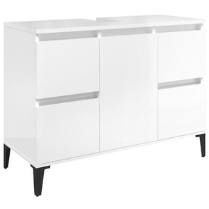 Mobile Lavabo Bianco Lucido 80x33x60 cm in Legno Multistrato 821278