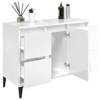 Mobile Lavabo Bianco Lucido 80x33x60 cm in Legno Multistrato 821278