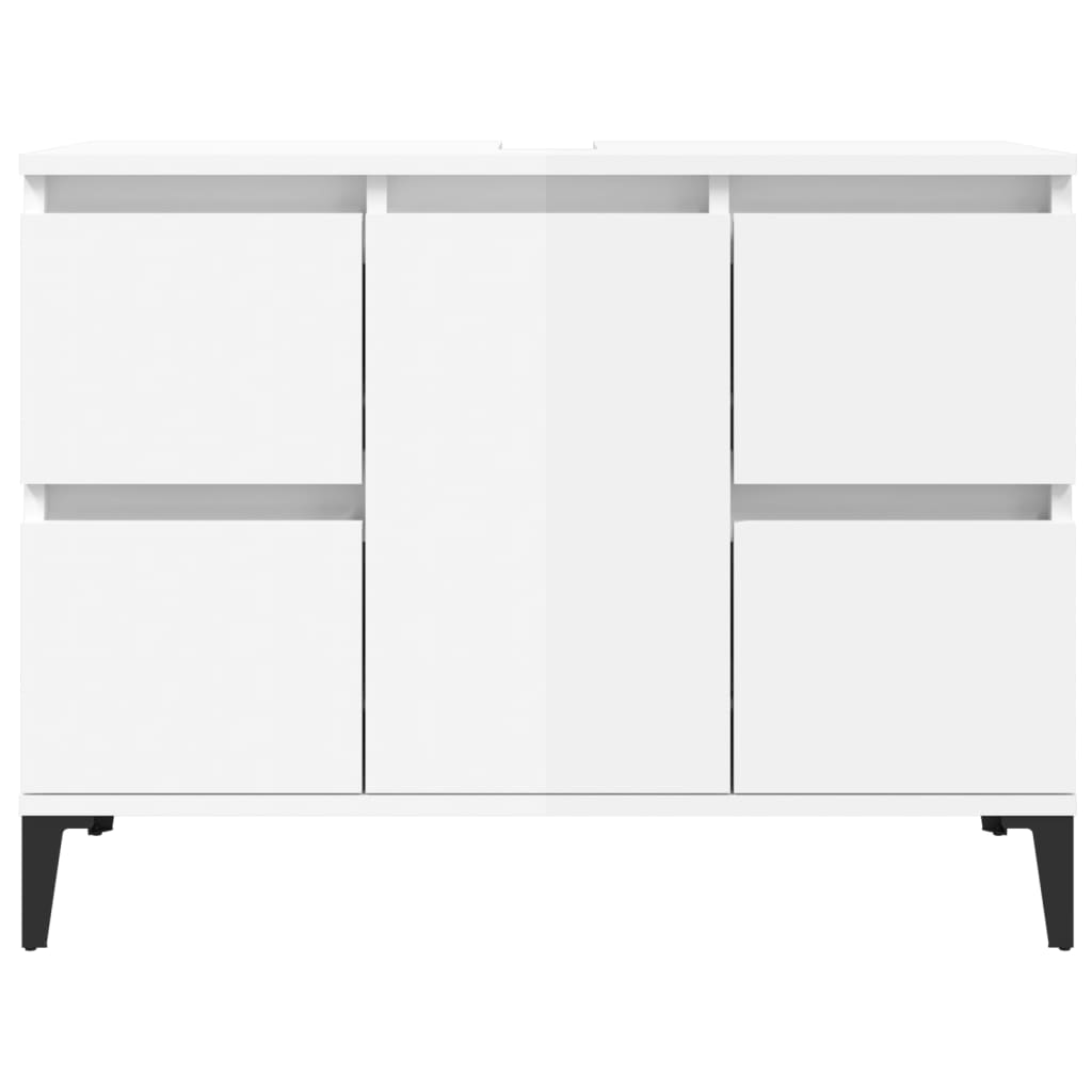 Mobile Lavabo Bianco Lucido 80x33x60 cm in Legno Multistrato 821278