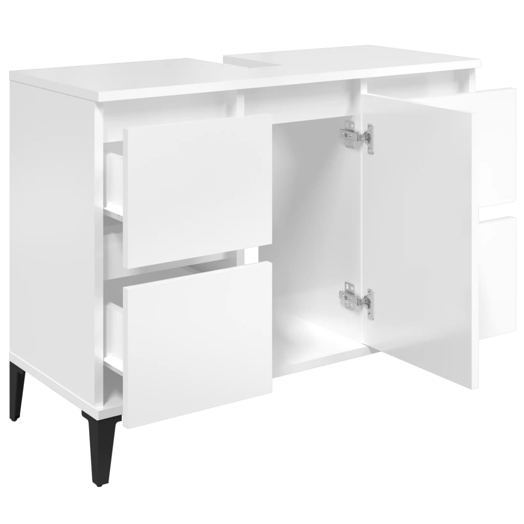 Mobile Lavabo Bianco Lucido 80x33x60 cm in Legno Multistrato 821278