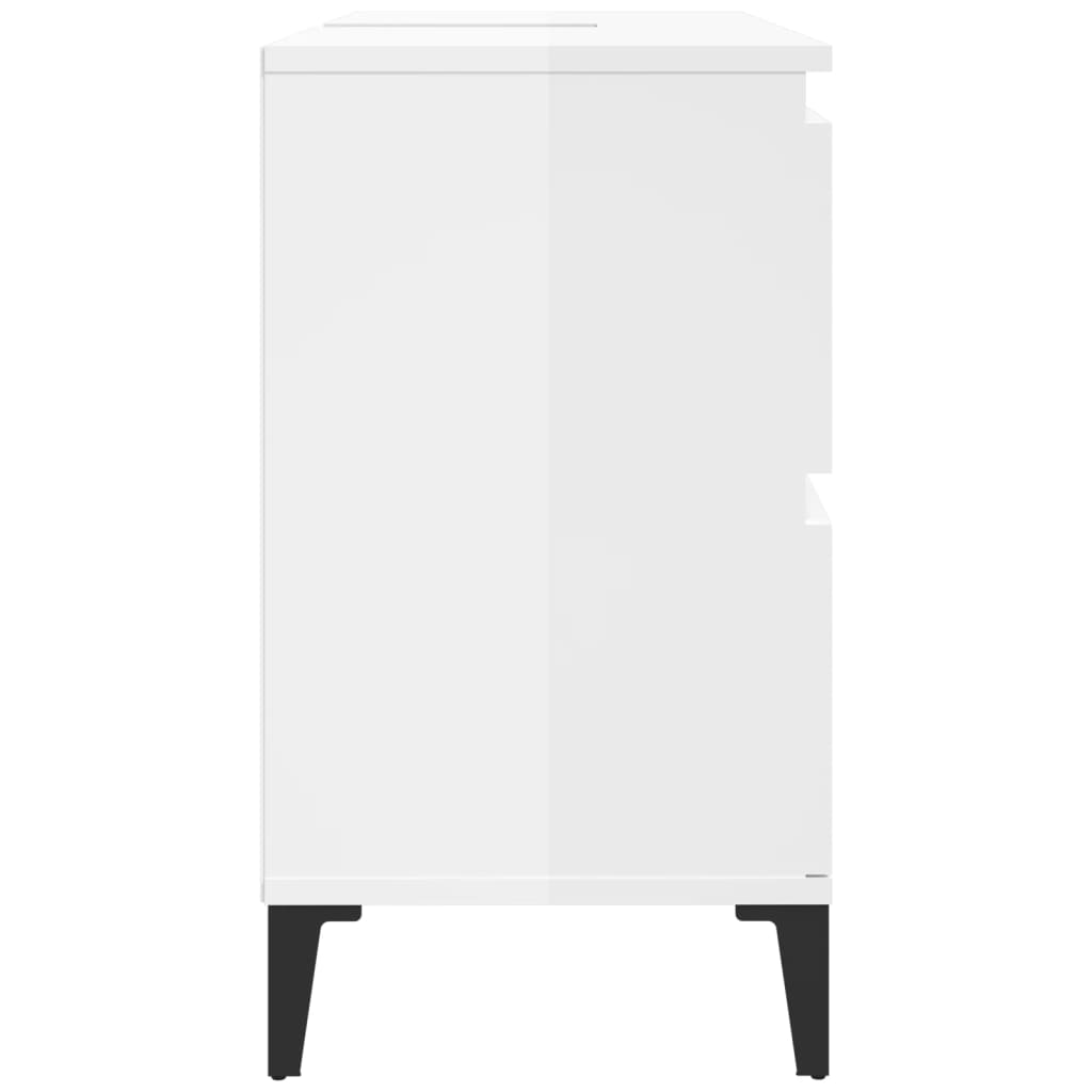 Mobile Lavabo Bianco Lucido 80x33x60 cm in Legno Multistrato 821278