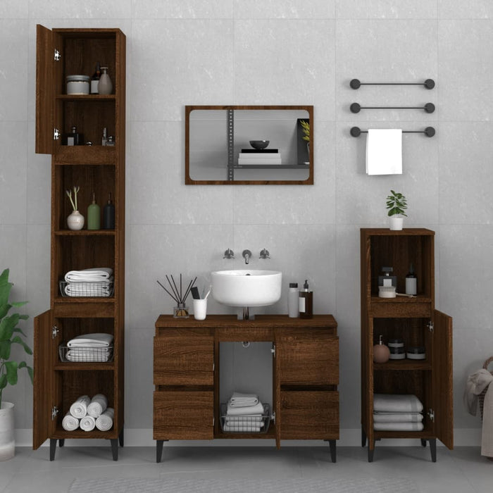 Mobile Lavabo Rovere Marrone 80x33x60 cm in Legno Multistratocod mxl 105253