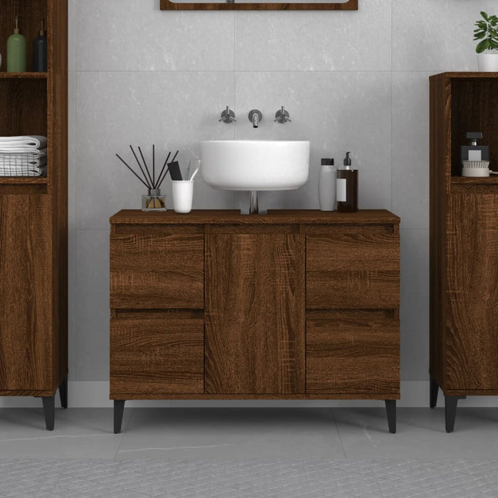 Mobile Lavabo Rovere Marrone 80x33x60 cm in Legno Multistratocod mxl 105253