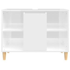 Mobile Lavabo Bianco Lucido 80x33x60 cm in Legno Multistrato 821286