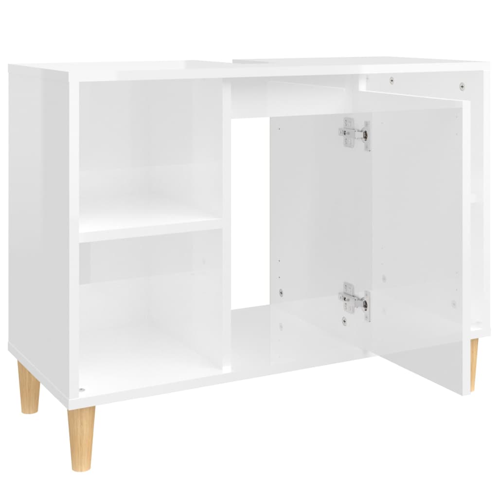 Mobile Lavabo Bianco Lucido 80x33x60 cm in Legno Multistrato 821286