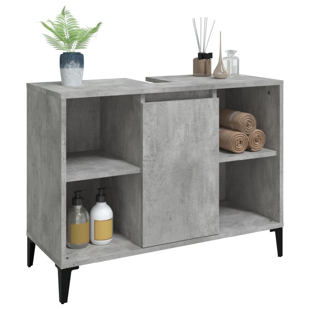 Mobile Lavabo Grigio Cemento 80x33x60 cm in Legno Multistrato 821296