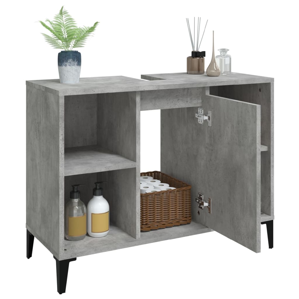 Mobile Lavabo Grigio Cemento 80x33x60 cm in Legno Multistrato 821296