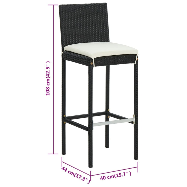 Sgabelli da Bar con Cuscini 6 pz in Polyrattan Nero 362578