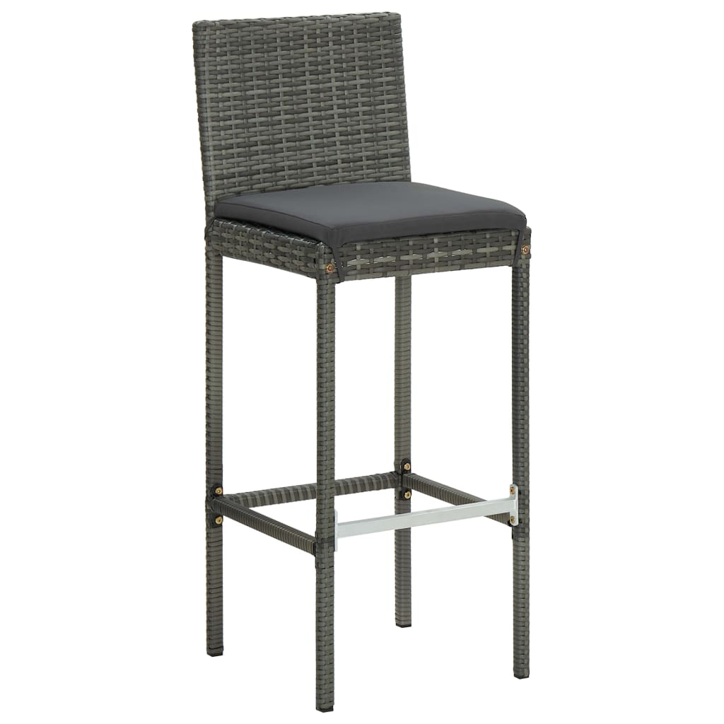 Sgabelli da Bar con Cuscini 6 pz in Polyrattan Grigio 362579