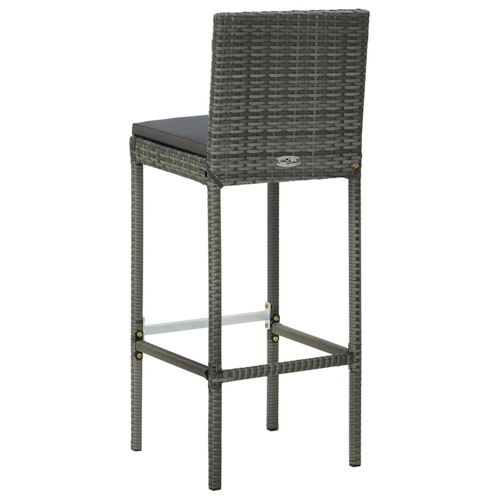 Sgabelli da Bar con Cuscini 6 pz in Polyrattan Grigio 362579