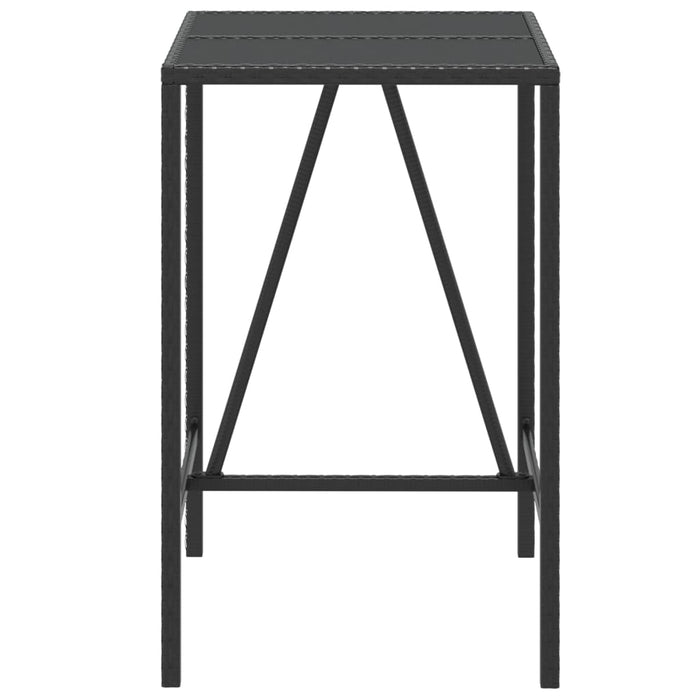 Tavolo da Bar con Piano in Vetro Nero 70x70x110 cm Polyrattancod mxl 126355