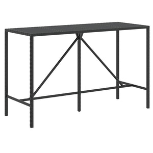 Tavolo da Bar con Piano in Vetro Nero 180x70x110 cm Polyrattan 362591