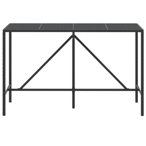 Tavolo da Bar con Piano in Vetro Nero 180x70x110 cm Polyrattan 362591