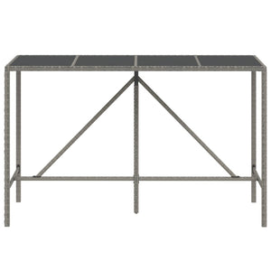 Tavolo da Bar con Piano in Vetro Grigio 180x70x110cm Polyrattancod mxl 126365