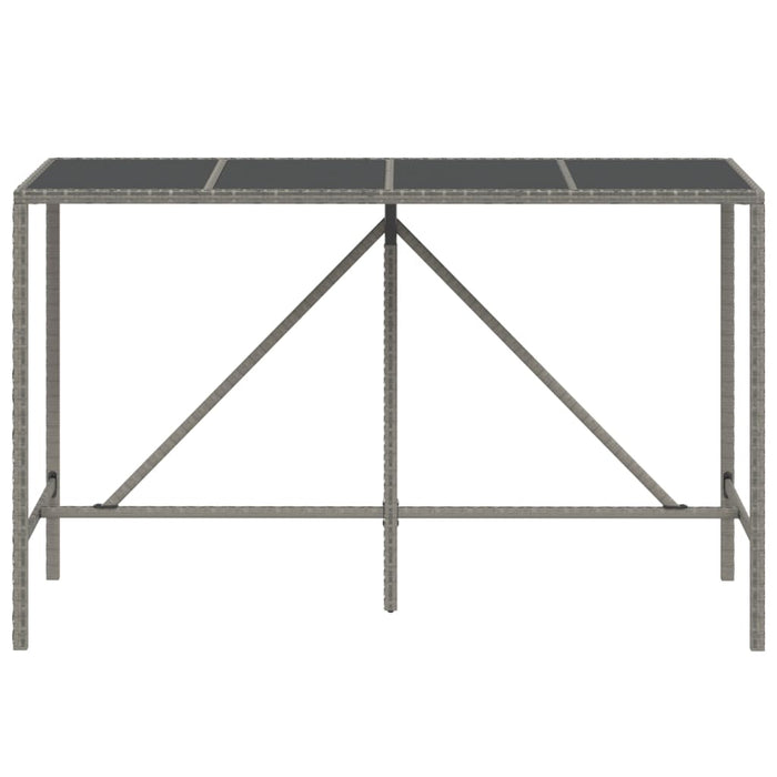 Tavolo da Bar con Piano in Vetro Grigio 180x70x110cm Polyrattancod mxl 126365