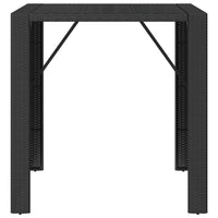 Tavolo Bar con Piano in Vetro Nero 105x80x110 cm Polyrattan 362594