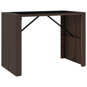 Tavolo Bar con Piano in Vetro Marrone 145x80x110 cm Polyrattancod mxl 79551