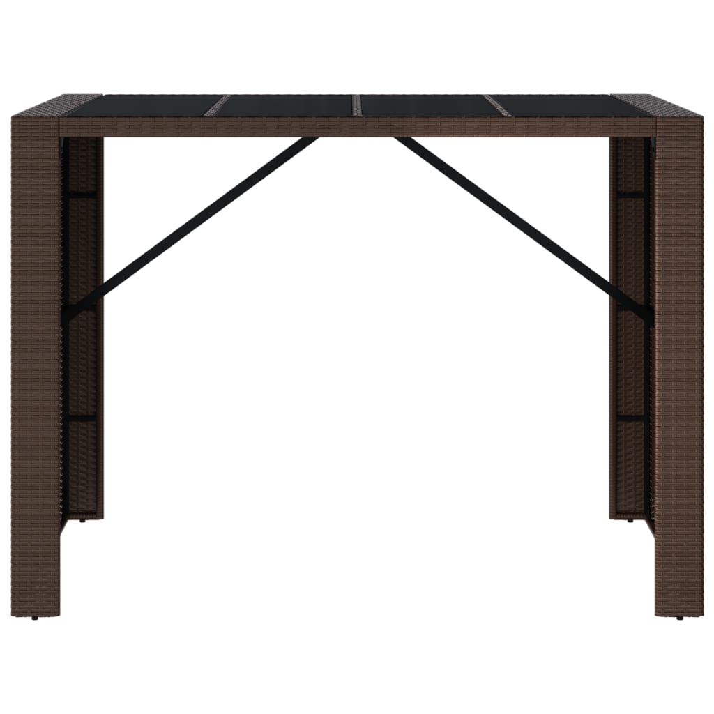 Tavolo Bar con Piano in Vetro Marrone 145x80x110 cm Polyrattancod mxl 79551